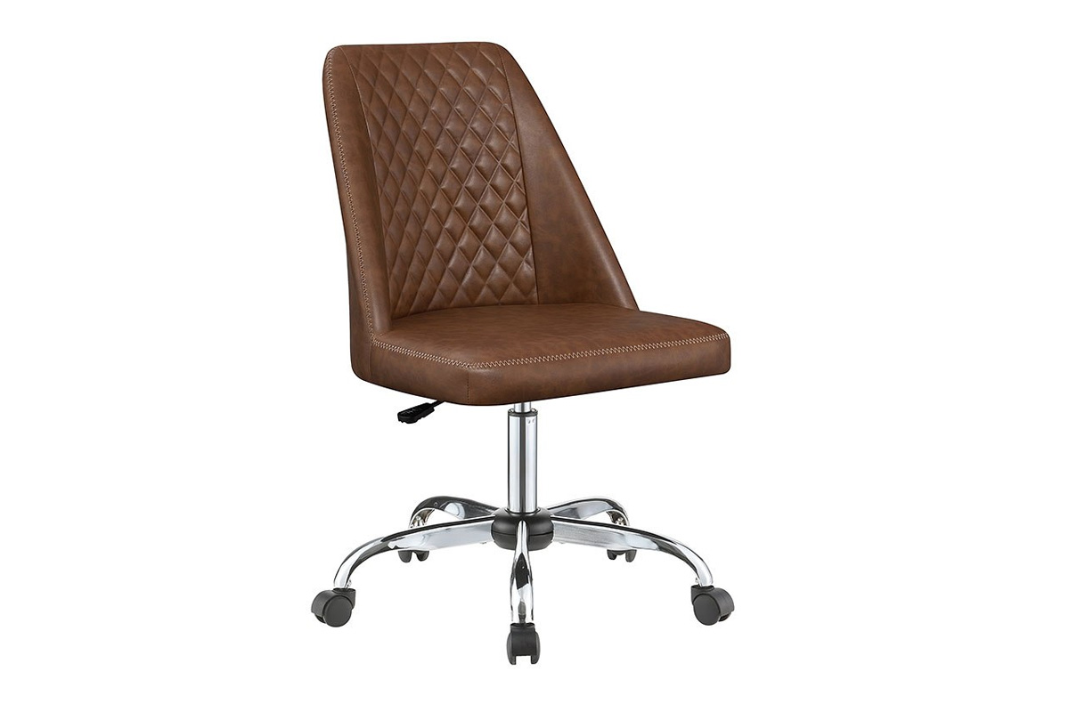 Althea Upholstered Tufted Back Office Chair Brown And Chrome