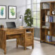 Delwin Lift Top Office Desk With File Cabinet Antique Nutmeg