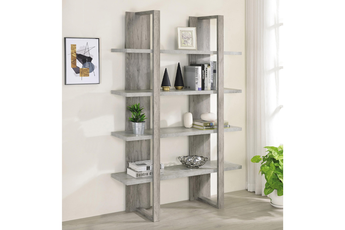 Danbrook Bookcase With 4 Full-Length Shelves Grey Driftwood