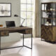 Millbrook 2-Drawer Writing Desk Rustic Oak Herringbone And Gunmetal