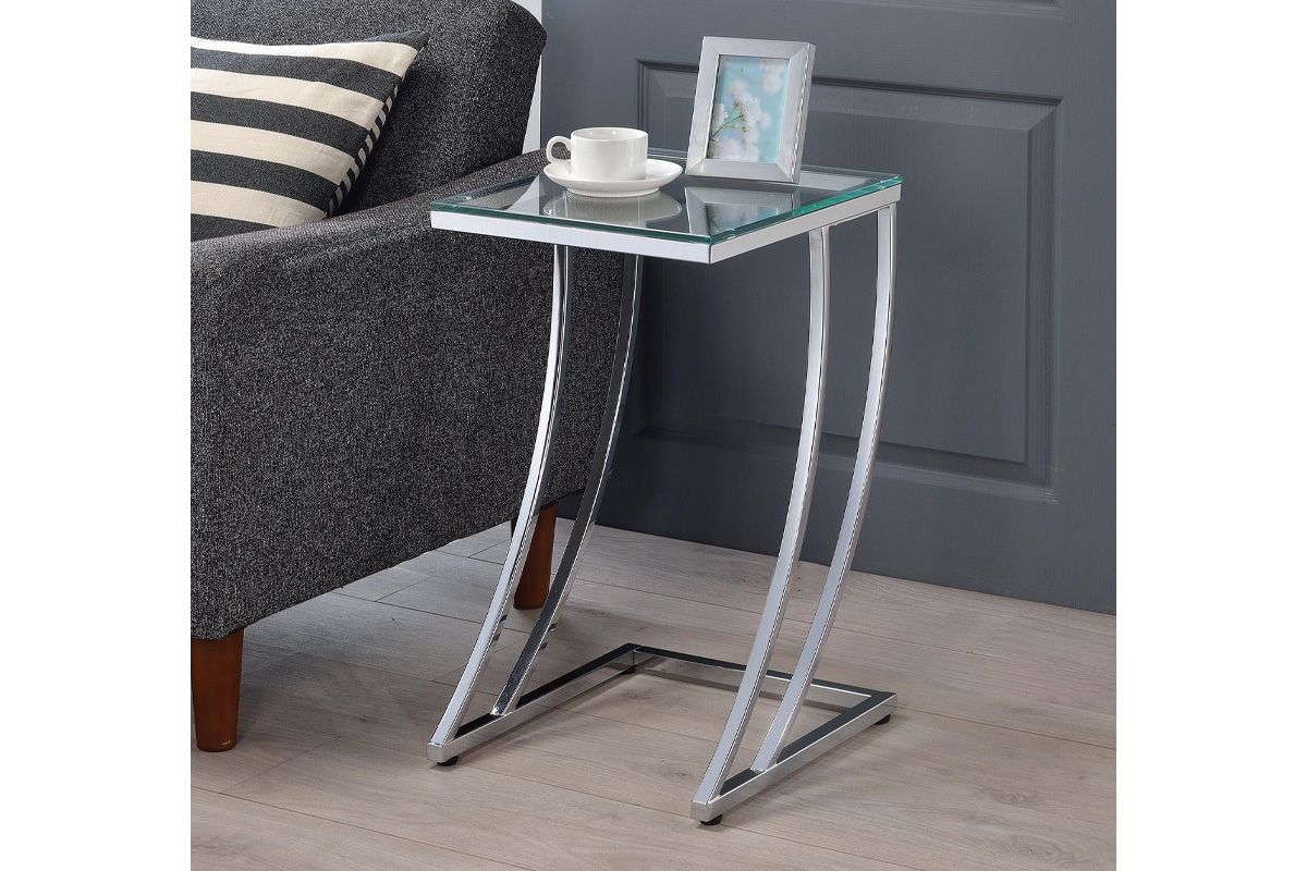Cayden Rectangular Top Accent Table Chrome And Clear