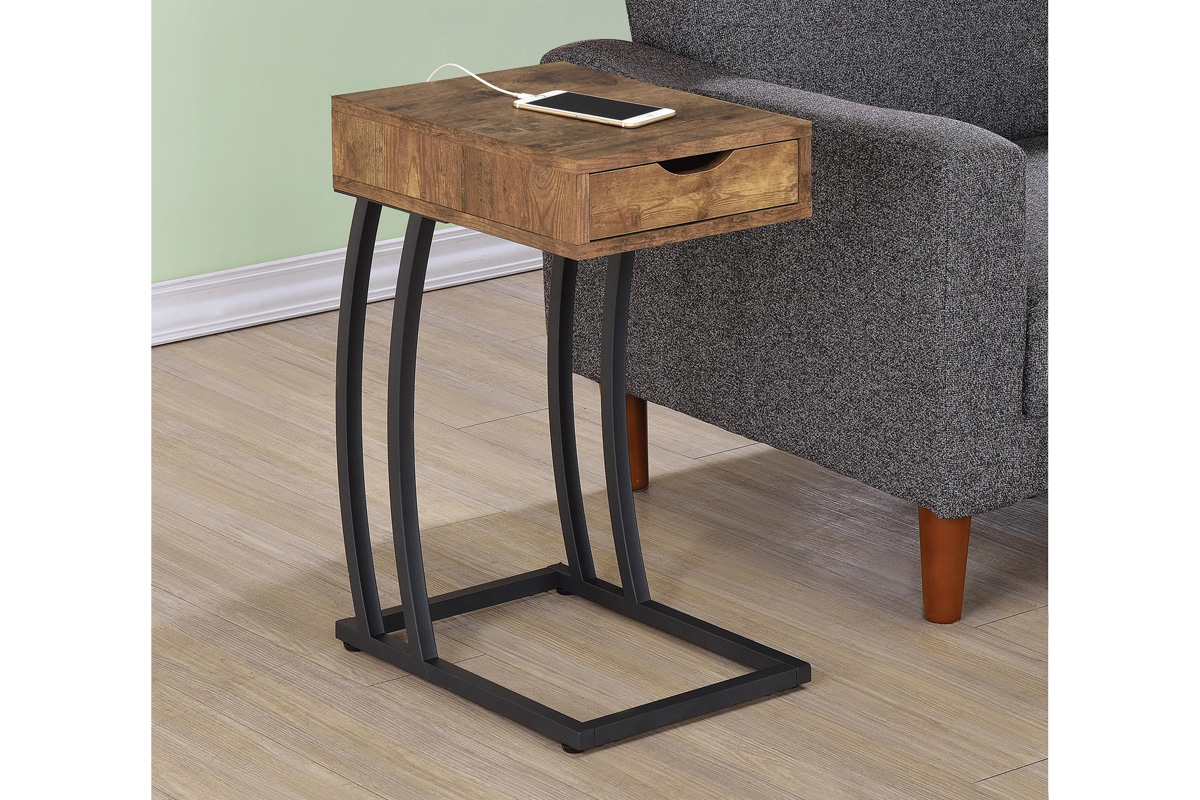 Troy Accent Table With Power Outlet Antique Nutmeg