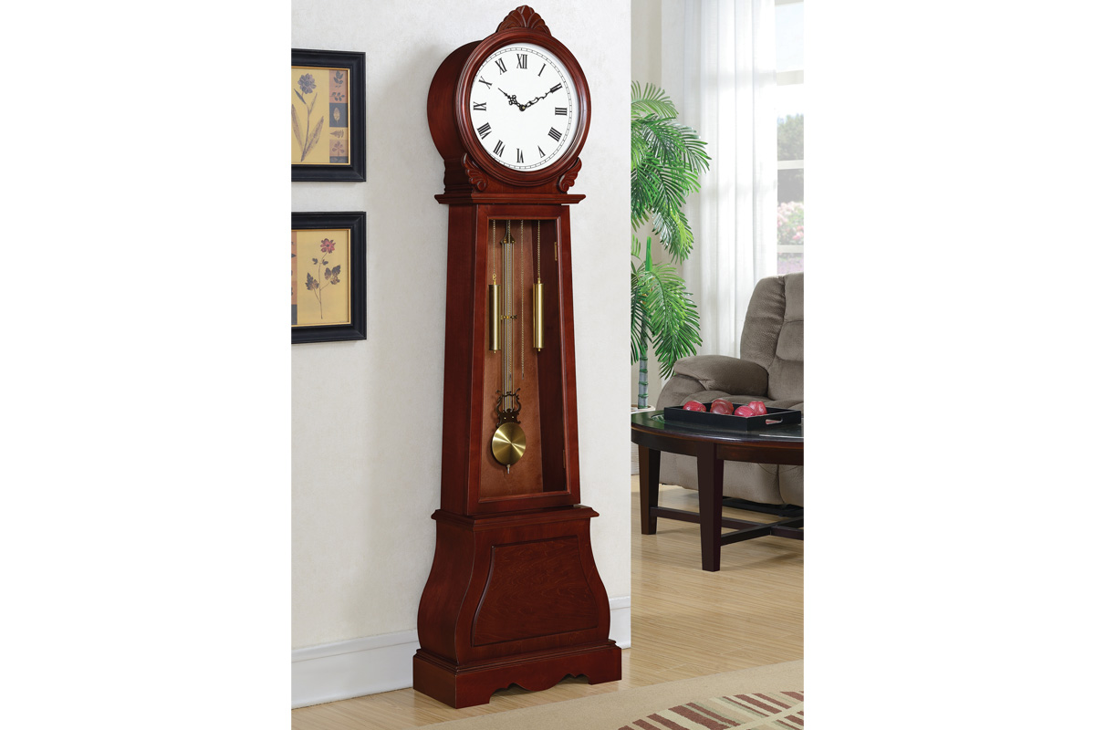 Narcissa Grandfather Clock With Chime Brown Red