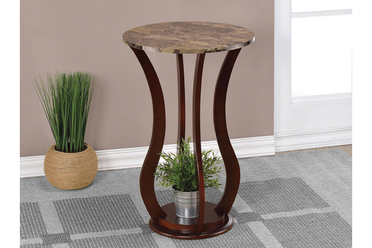 Elton Transitional Brown Faux Marble Top Accent Table