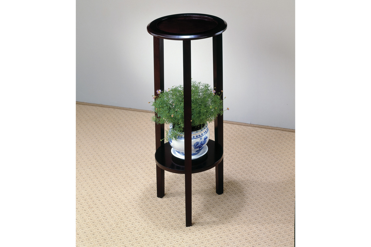 Kirk Round Accent Table With Bottom Shelf Espresso