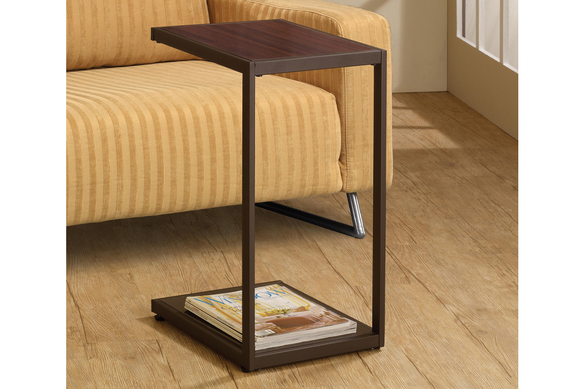 Jose Contemporary Snack Table With Bottom Shelf Brown