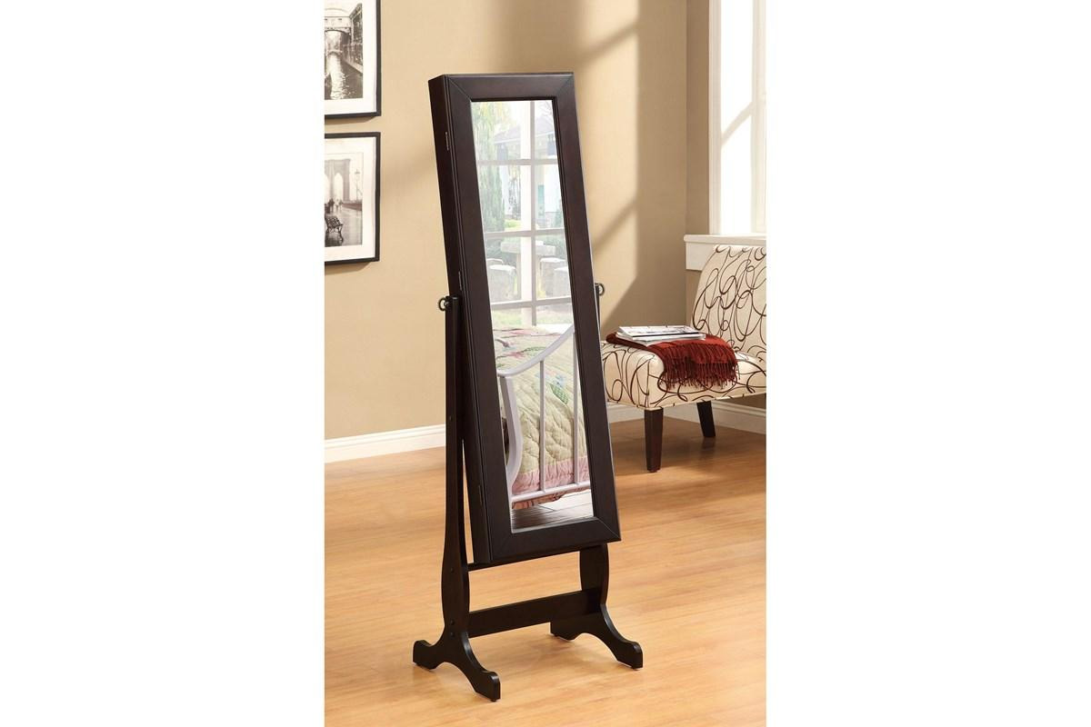 Belzar Jewelry Cheval Mirror With Drawers Cappuccino