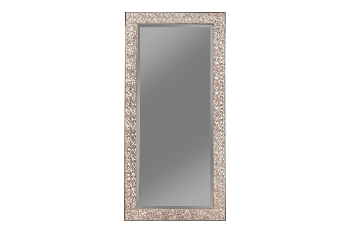 Rollins Rectangular Floor Mirror Silver Sparkle