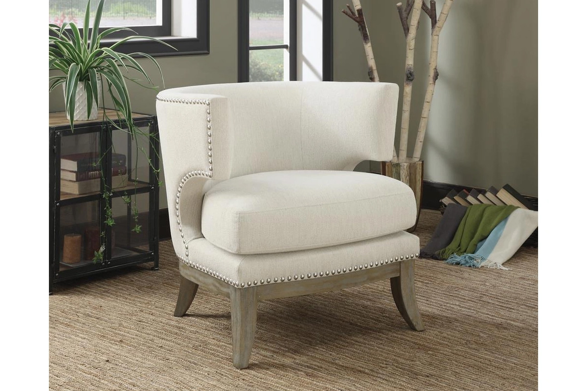 Jordan Dominic Barrel Back Accent Chair White And Weathered Grey