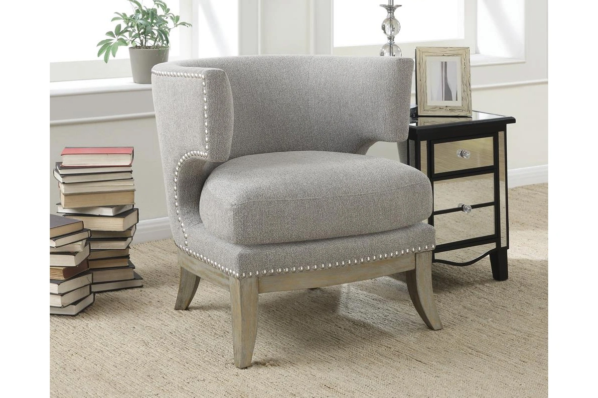 Jordan Dominic Barrel Back Accent Chair Grey And Weathered Grey