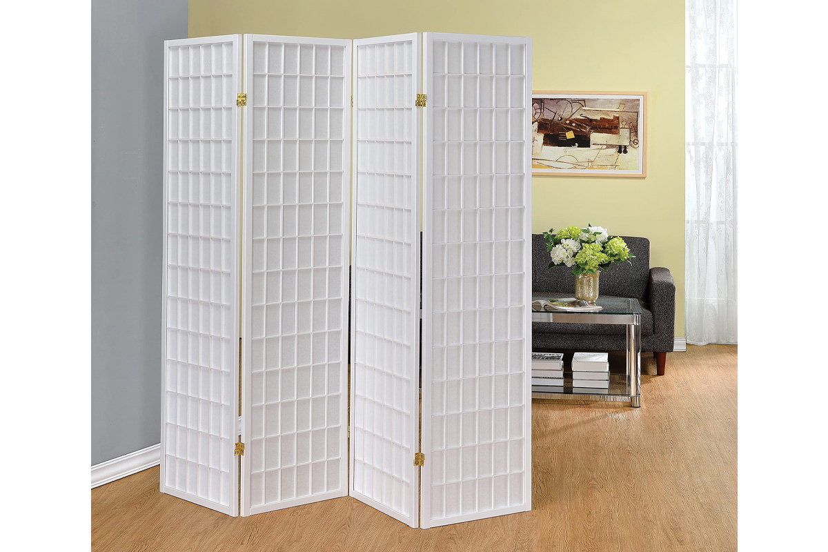 Roberto 4-Panel Folding Screen White