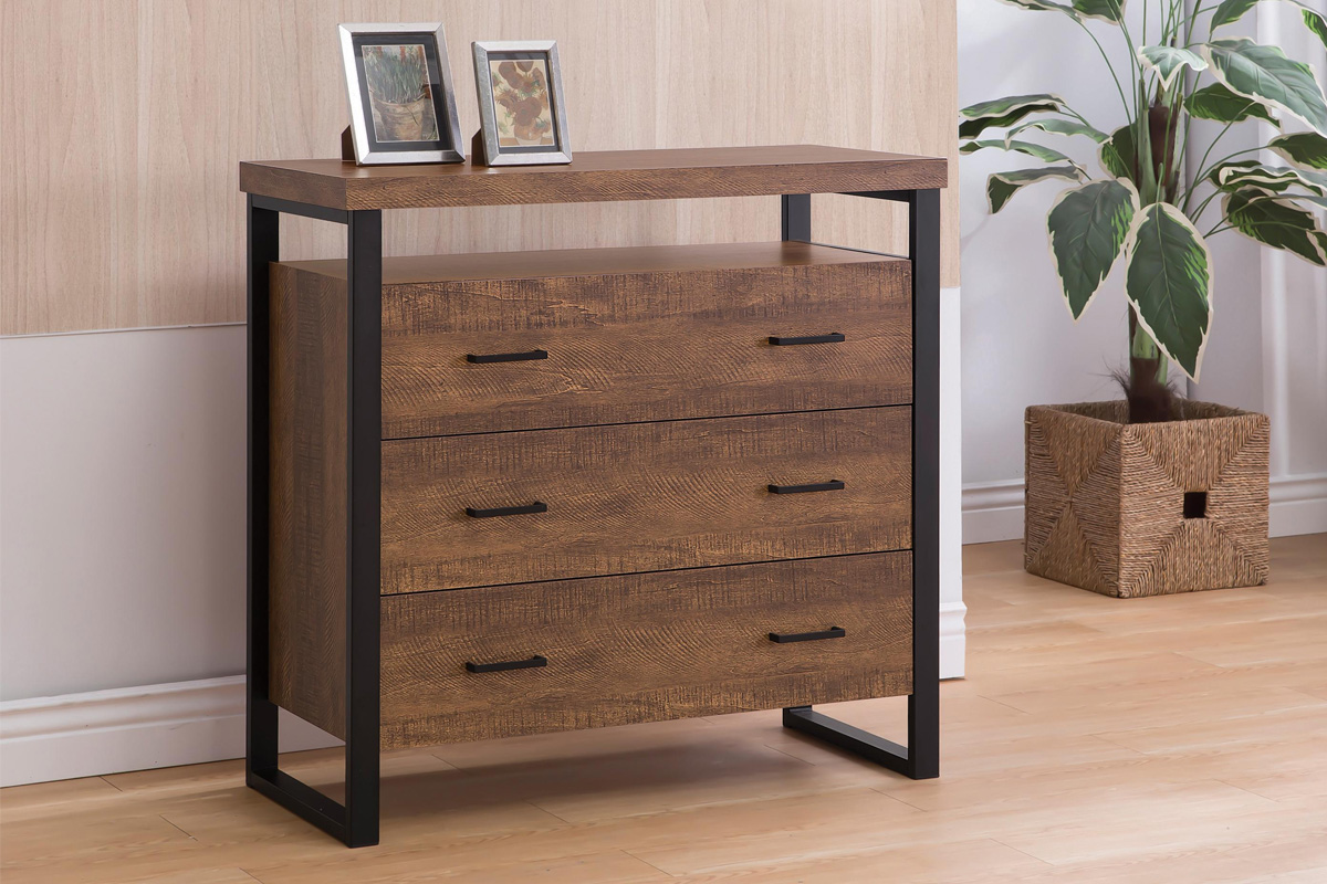 Thompson 3-Drawer Accent Cabinet Rustic Amber