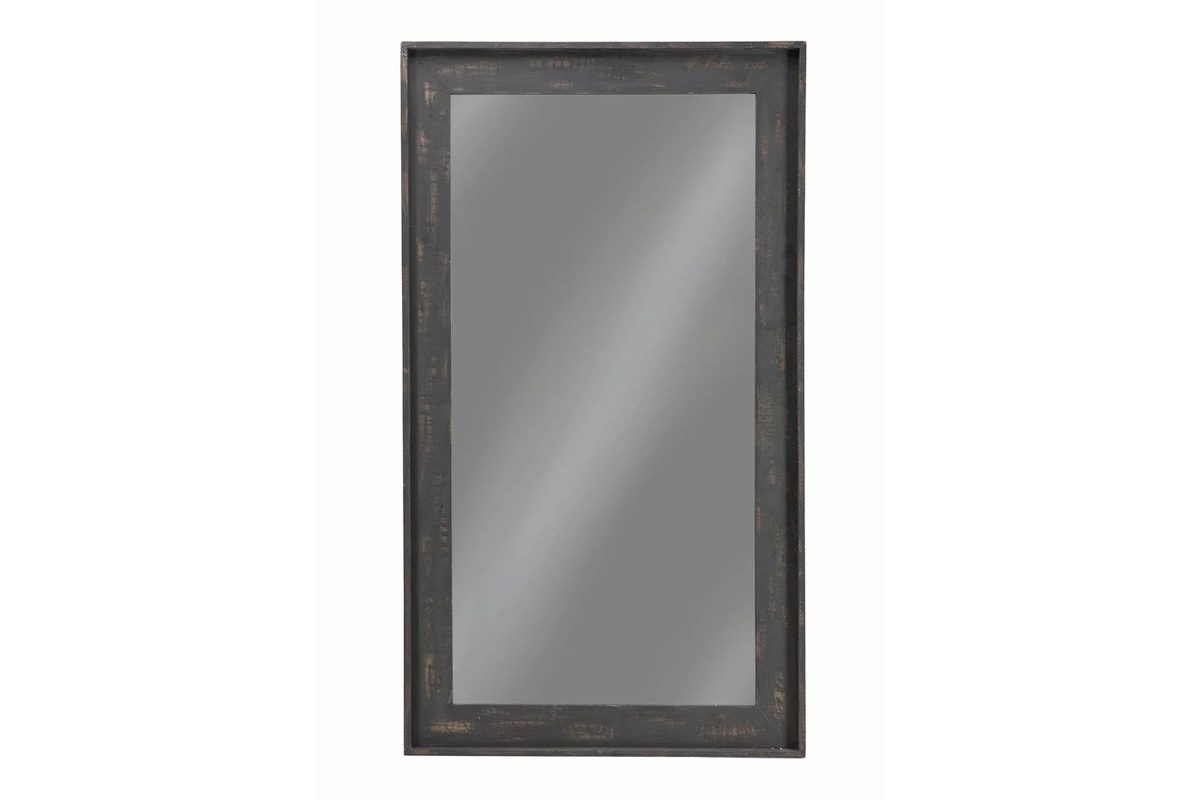 Cragen Rectangle Bold Contoured Frame Floor Mirror Brown