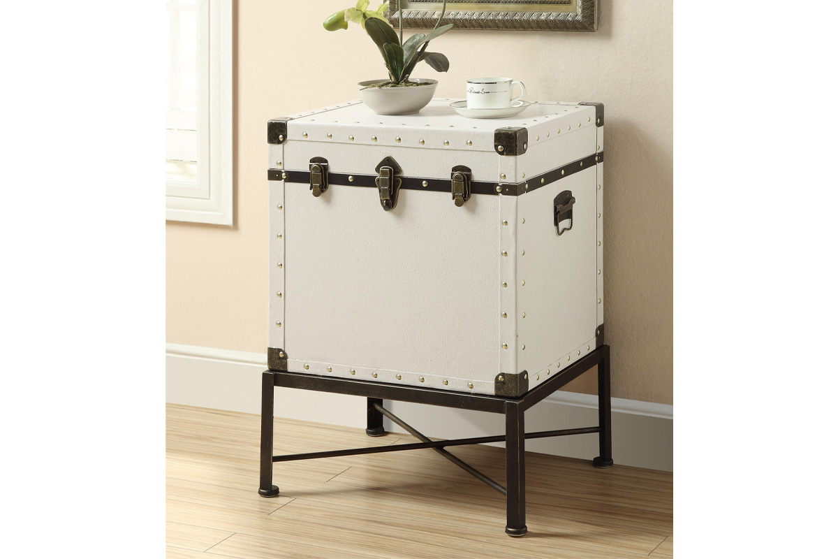 Nancy Accent Cabinet With Nailhead Trim White
