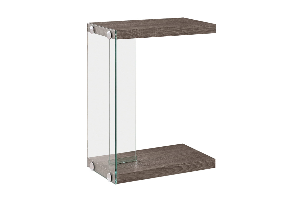 Colby Contemporary Snack Table Weathered Grey And Tempered Glass