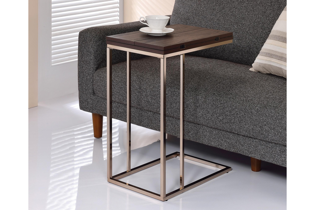 Pedro Expandable Top Accent Table Chestnut And Chrome