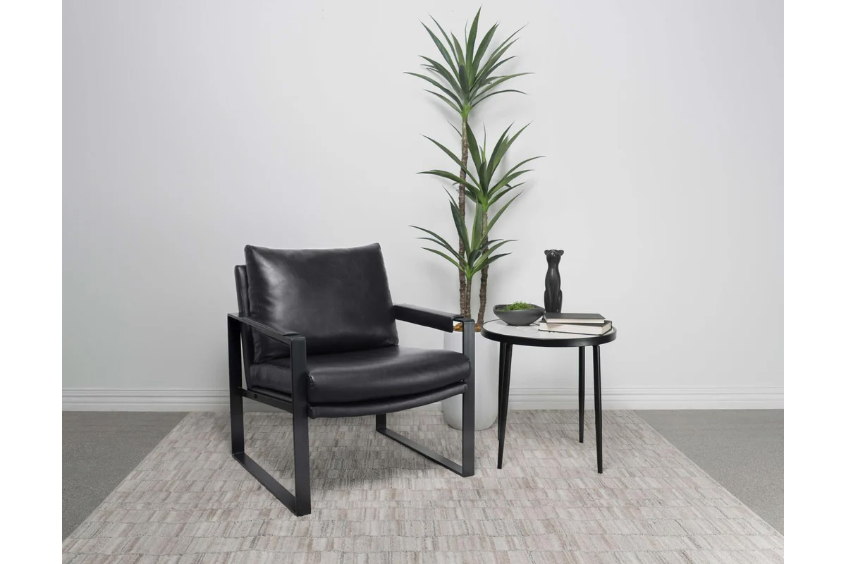 Rosalind Upholstered Track Arms Accent Chair Black And Gummetal