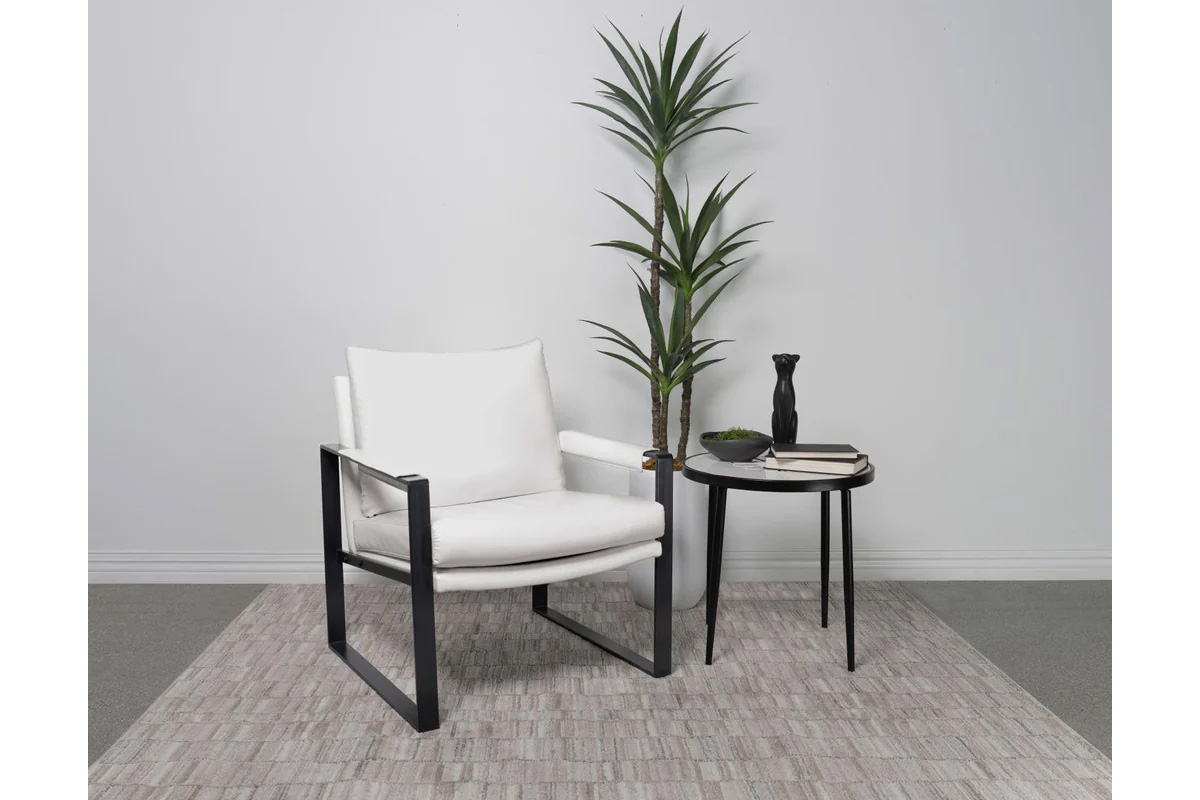 Rosalind Upholstered Track Arms Accent Chair White And Gummetal