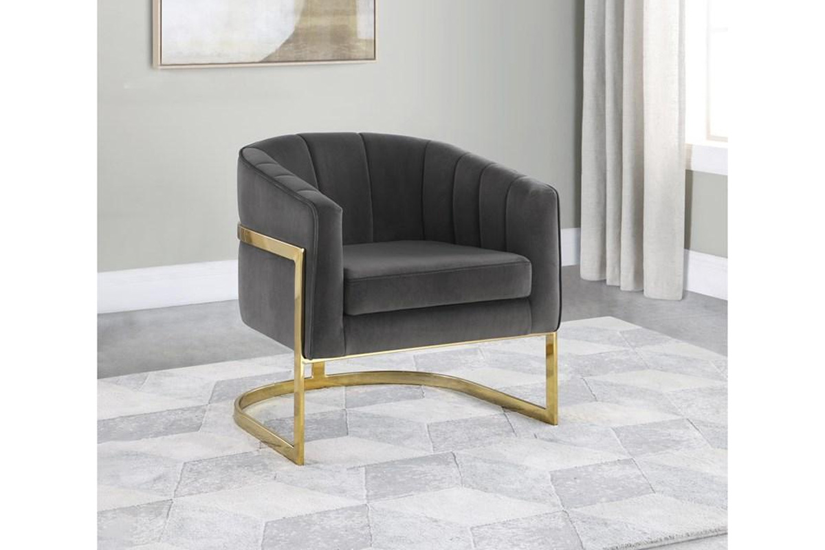Alamor Tufted Barrel Accent Chair Dark Grey And Gold