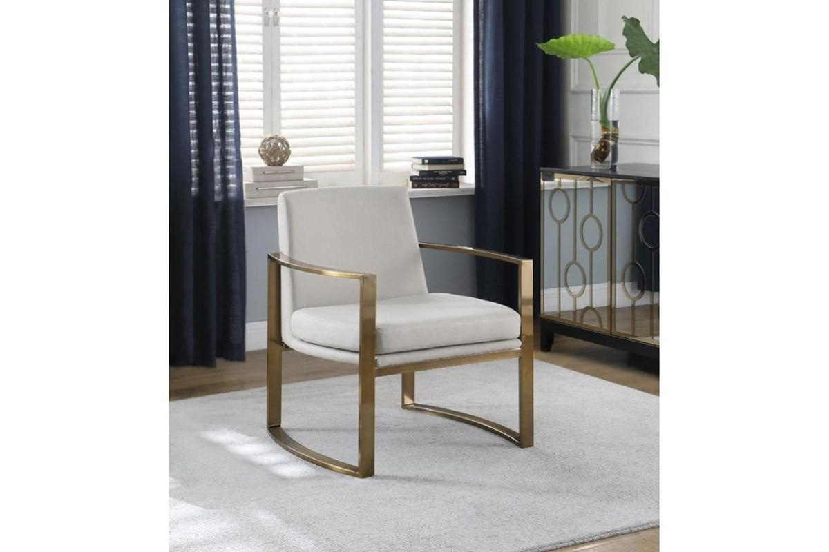 Cory Concave Metal Arm Accent Chair Cream And Bronze