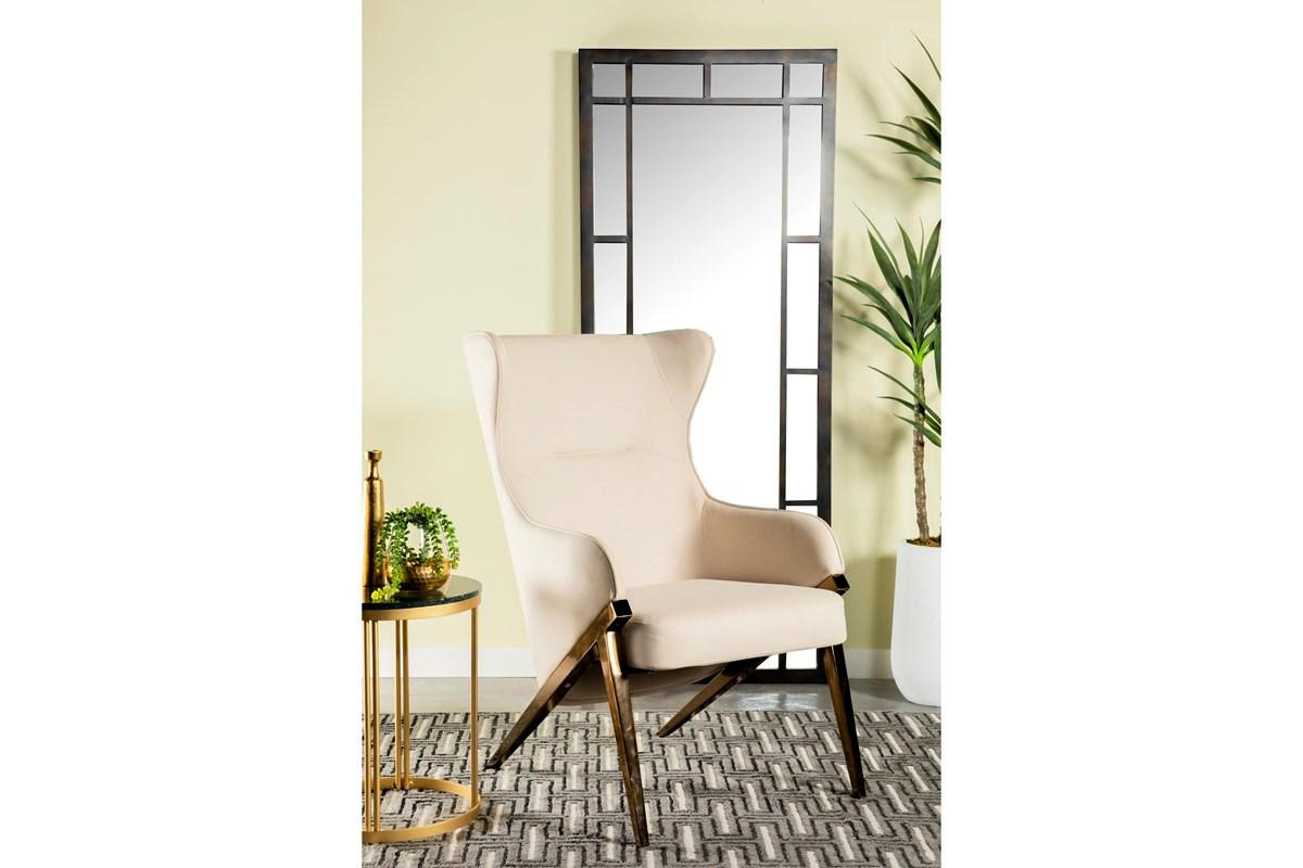 Walker Upholstered Accent Chair Cream And Bronze