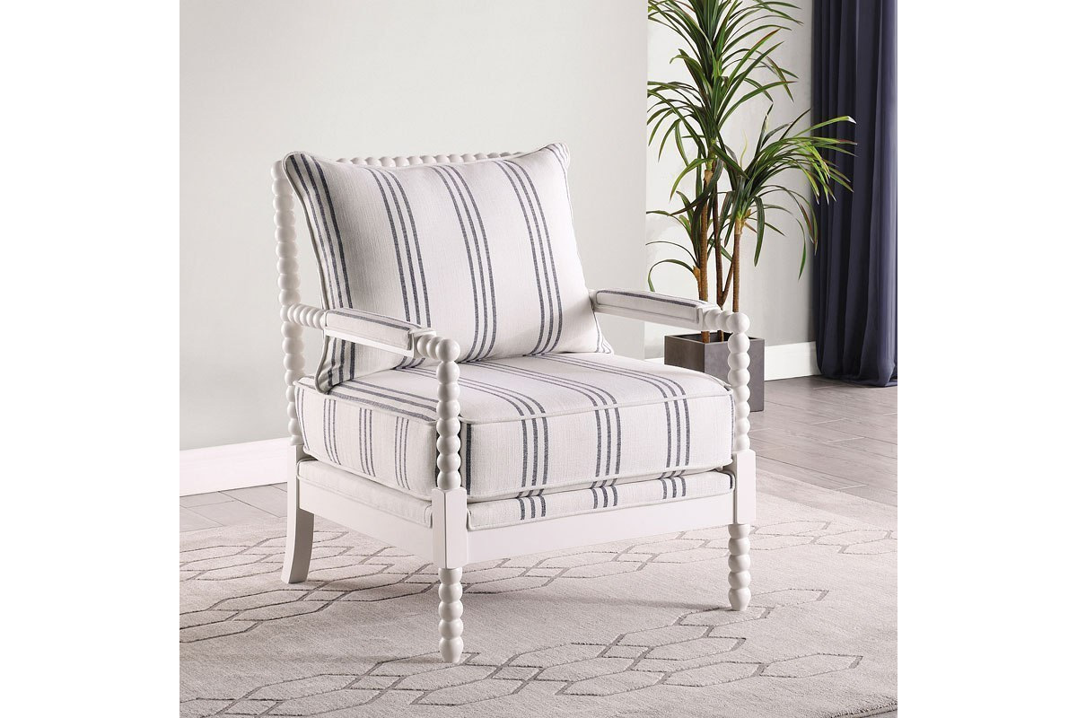 Blanchett Upholstered Accent Chair With Spindle Accent White And Navy