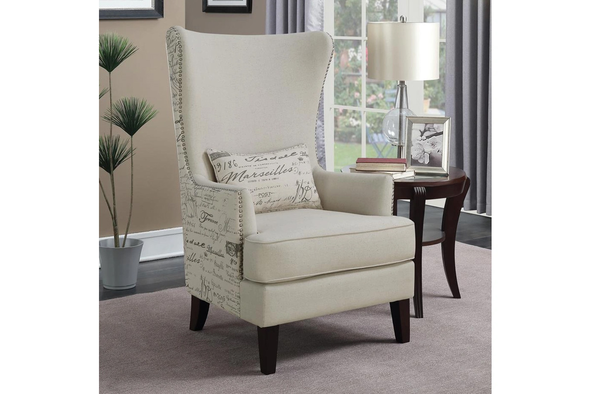 Pippin Curved Arm High Back Accent Chair Cream