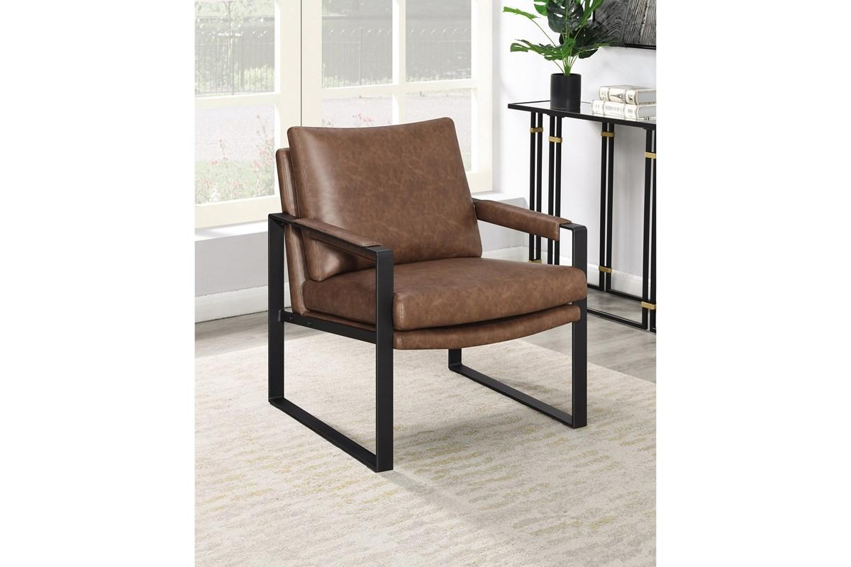 Rosalind Upholstered Accent Chair With Removable Cushion Umber Brown And Gunmetal
