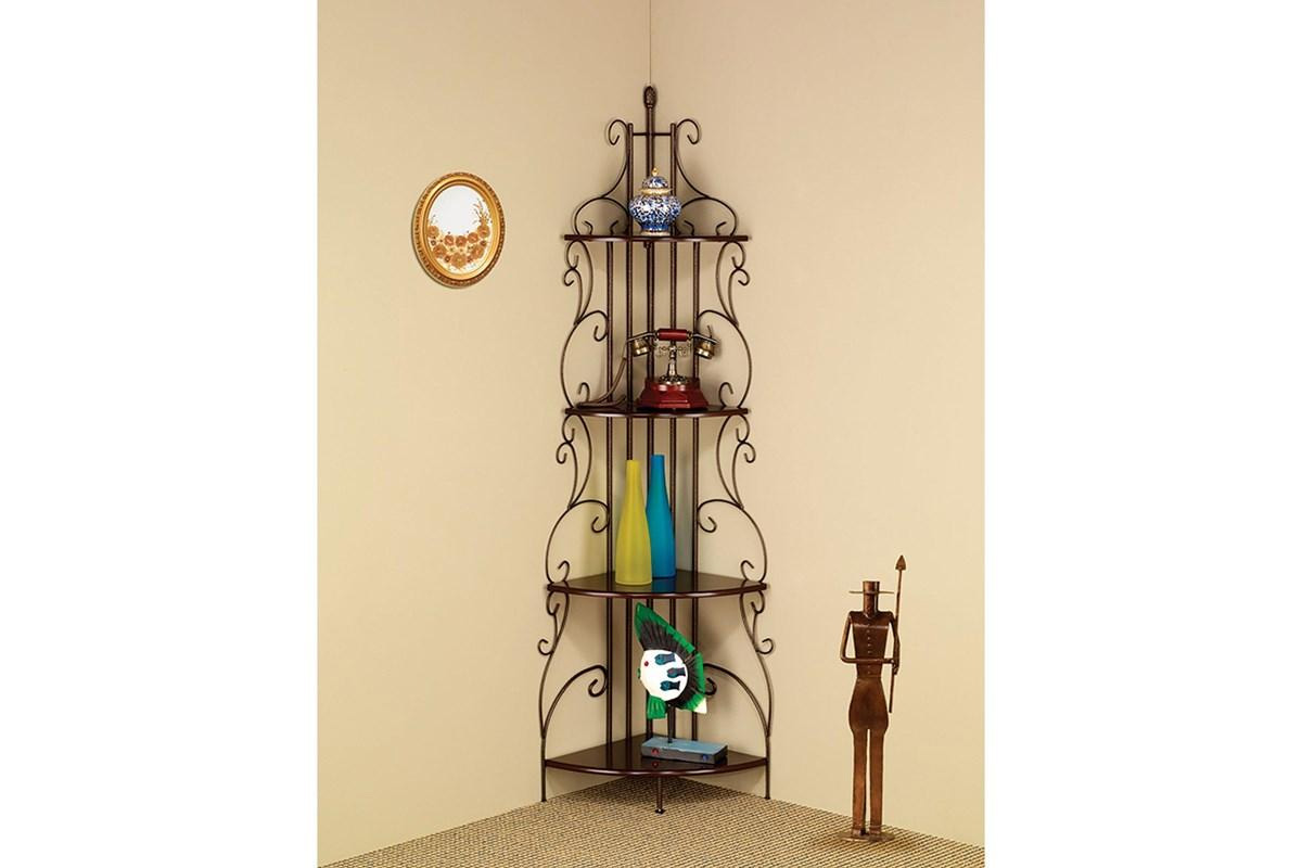 Poppy 4-Shelf Corner Bookcase Cappuccino And Copper