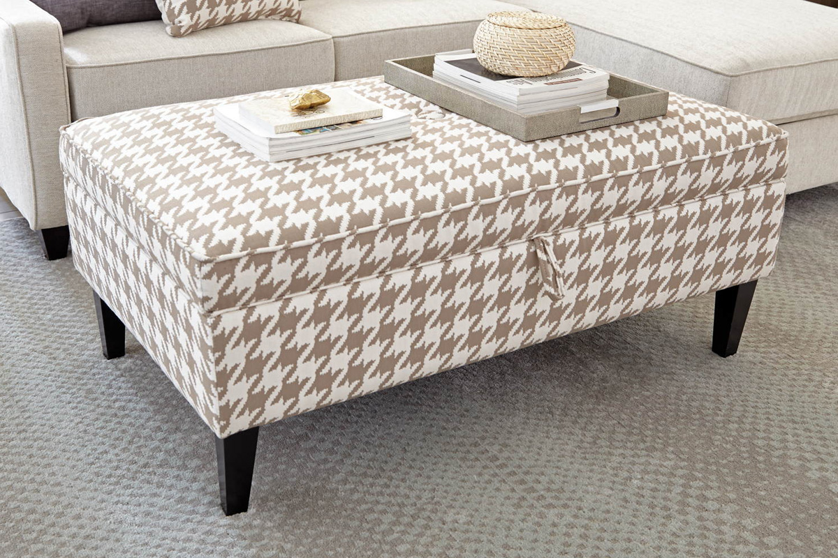 Mcloughlin Upholstered Storage Ottoman Beige And White