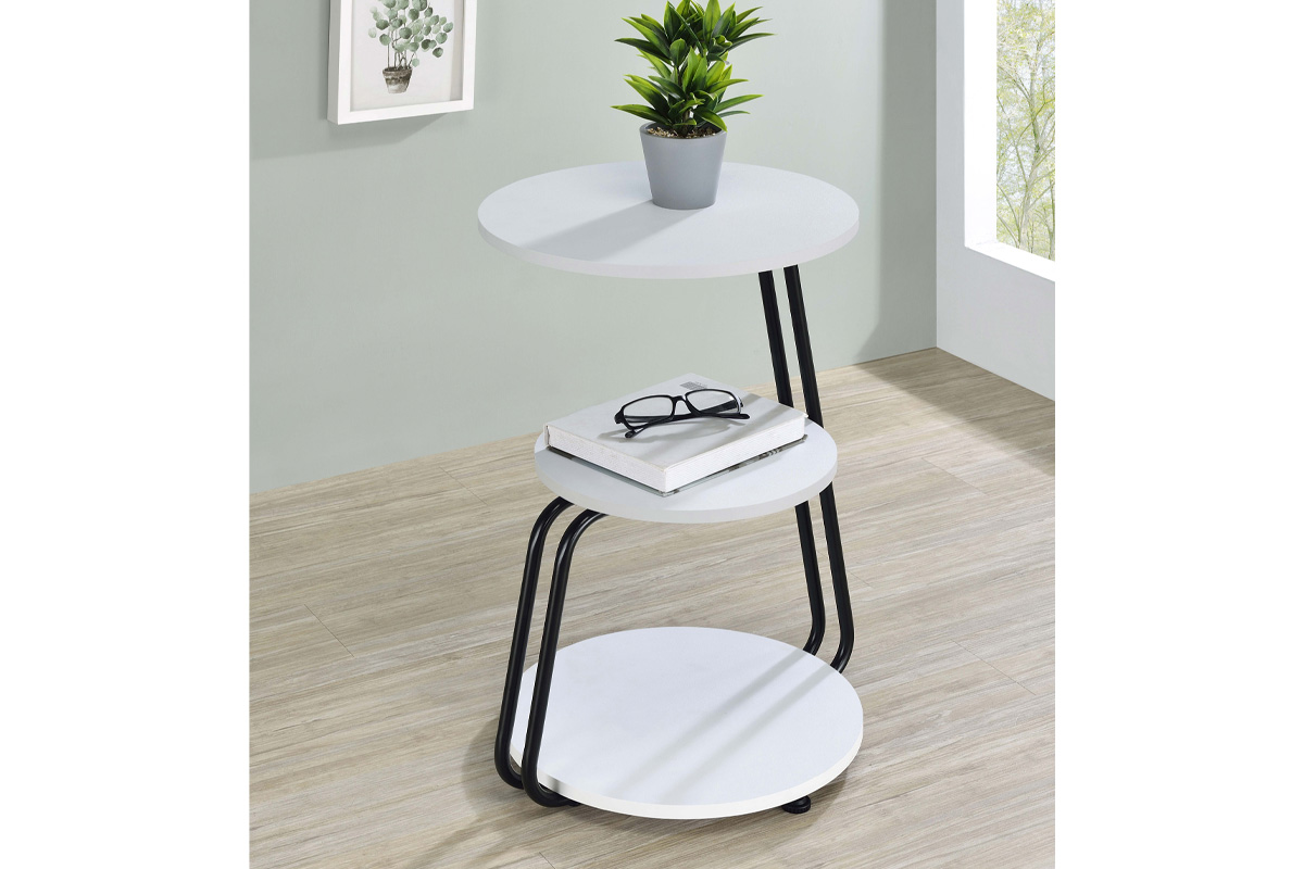 Hilly 3-Tier Round Side Table White And Black