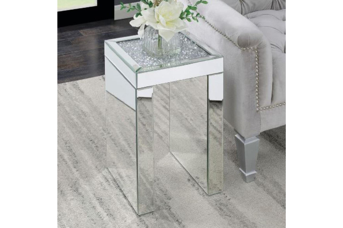 Audrey Square Chairside Table Clear Mirror