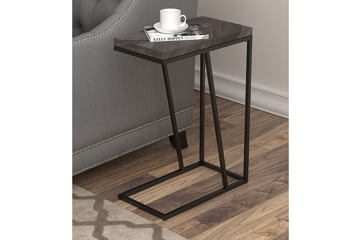 Sergio Chevron Modern Snack Table Rustic Grey