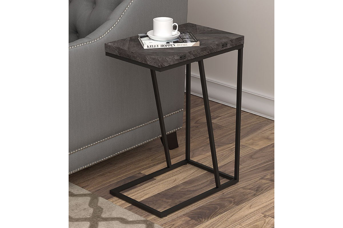 Carly Expandable Chevron Rectangular Accent Table Grey