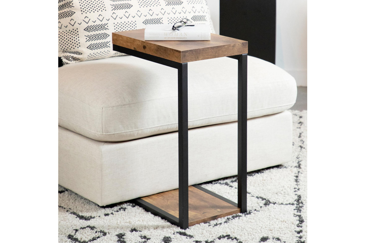 Beck C-Shape Snack Table Black And Antique Nutmeg