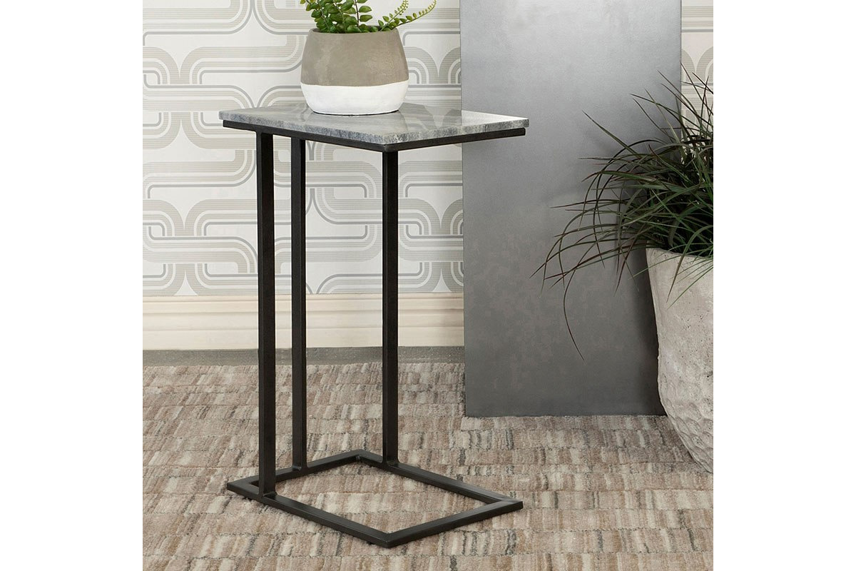 Vicente Accent Table With Marble Top Grey and Black