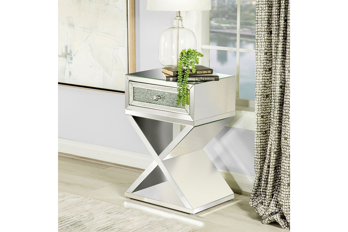 Hazel 1-Drawer Accent Table Mirror