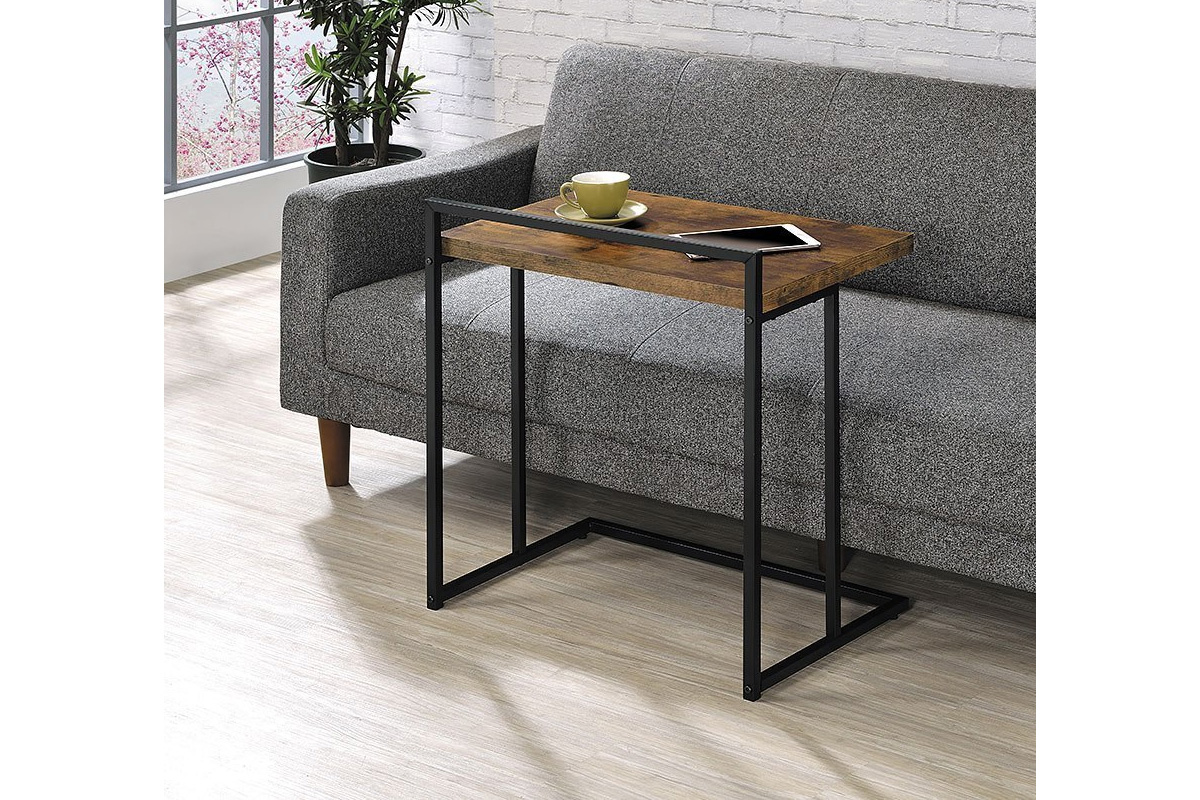 Dani Contemporary Nutmeg Snack Table With Metal Base