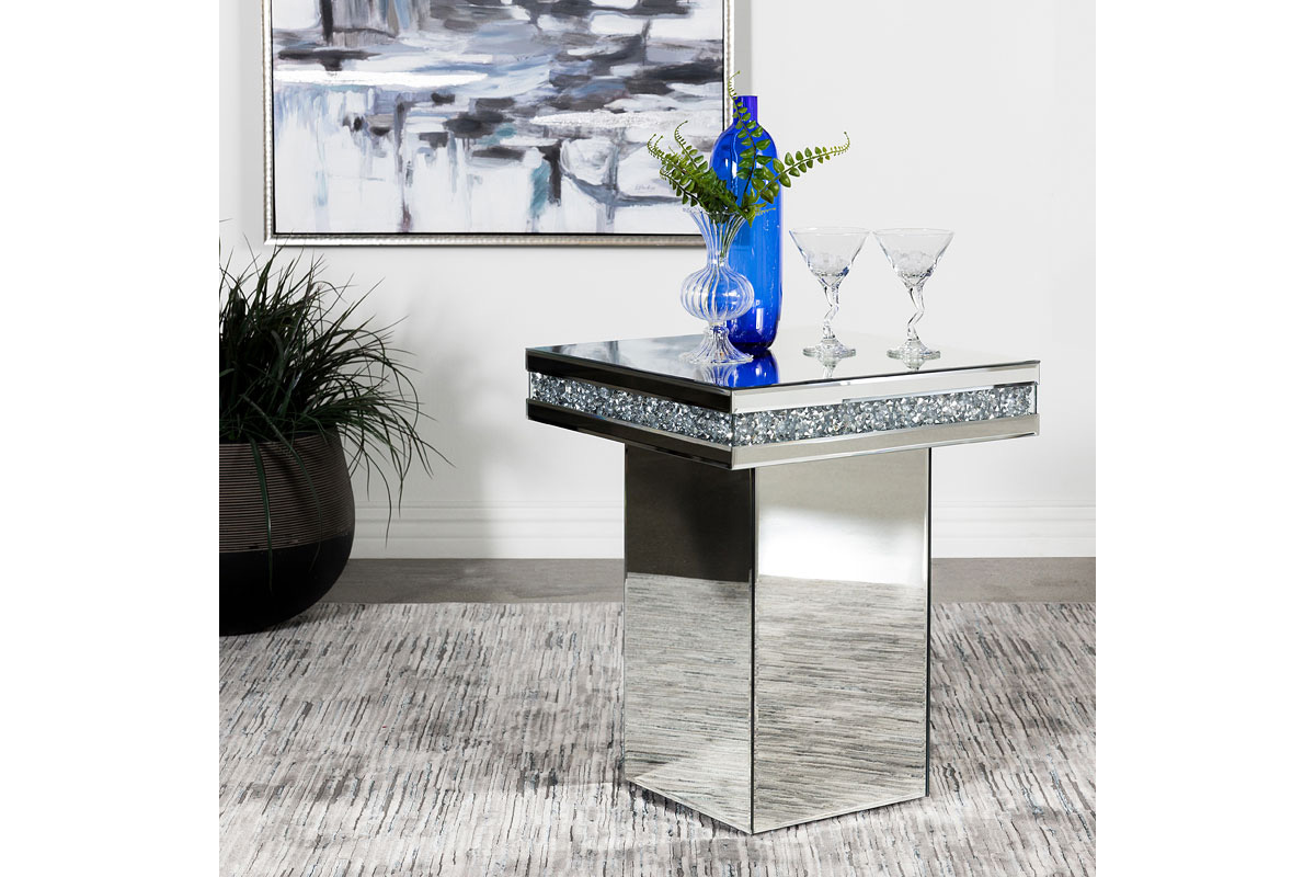 Elora Pedestal Square Top Accent Table Mirror