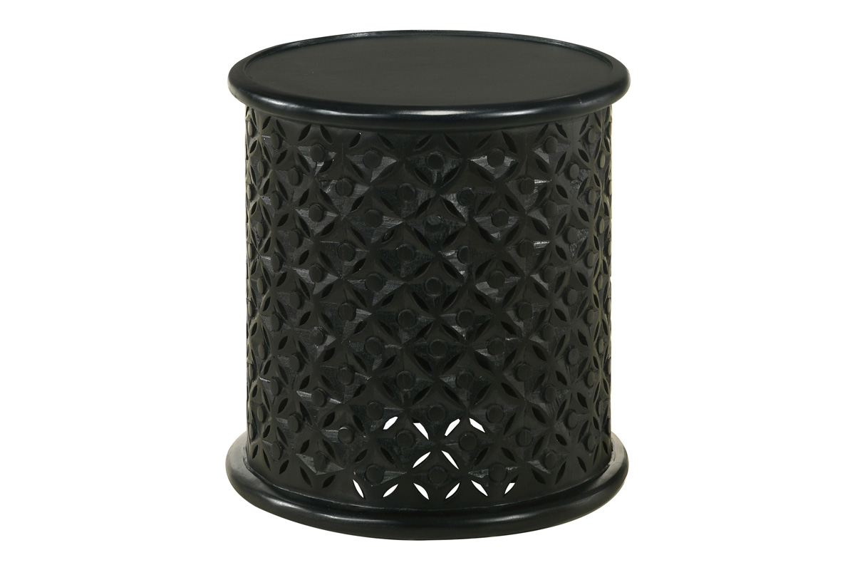 Krish 18-Inch Round Accent Table Black Stain