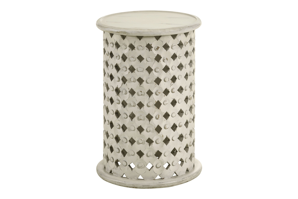 Krish 24-Inch Round Accent Table White Washed