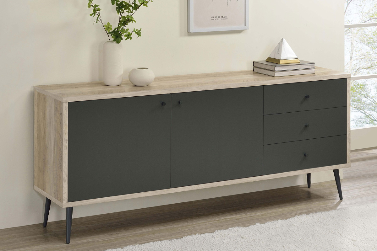 Maeve 2-Door Engineered Wood Accent Cabinet Grey And Antique Pine
