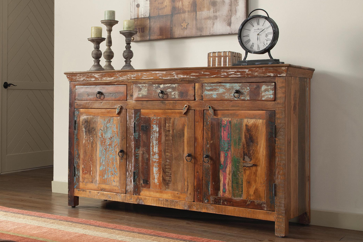 Henry 3-Door Accent Cabinet Reclaimed Wood