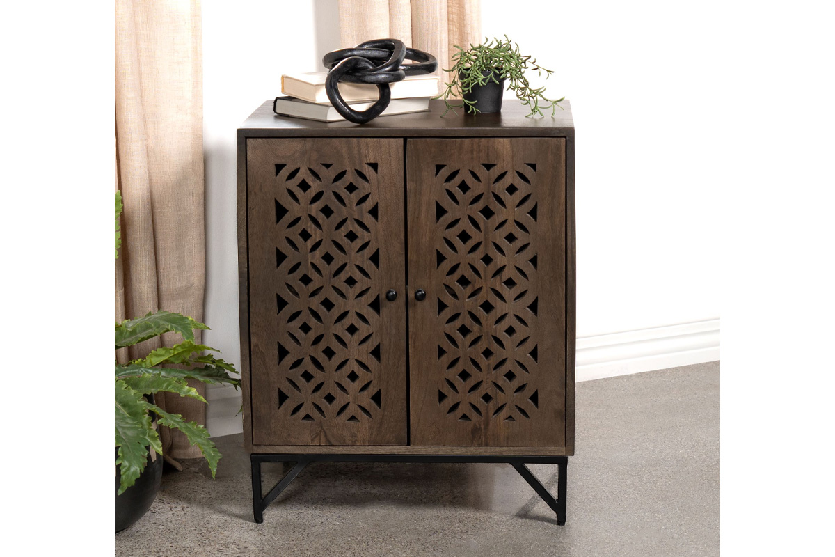 Zaria 2-Door Wooden Accent Cabinet Brown