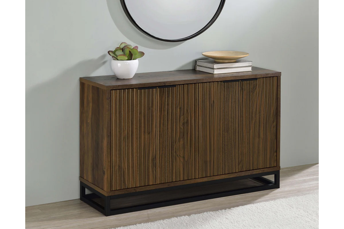 Ryatt 4-Door Engineered Wood Accent Cabinet Dark Pine