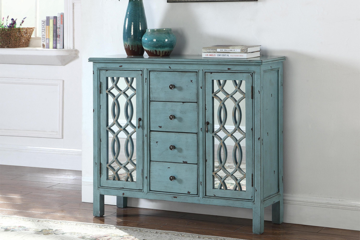 Rue 4-Drawer Accent Cabinet Antique Blue