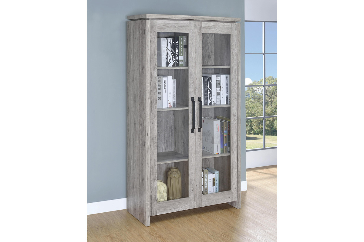Alejo 2-Door Tall Cabinet Grey Driftwood