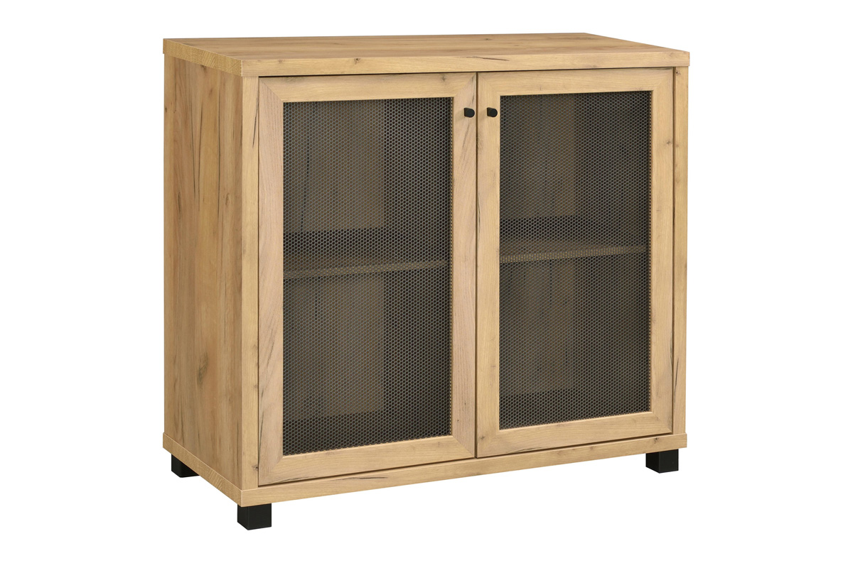 Mchale Accent Cabinet With Two Mesh Doors Golden Oak