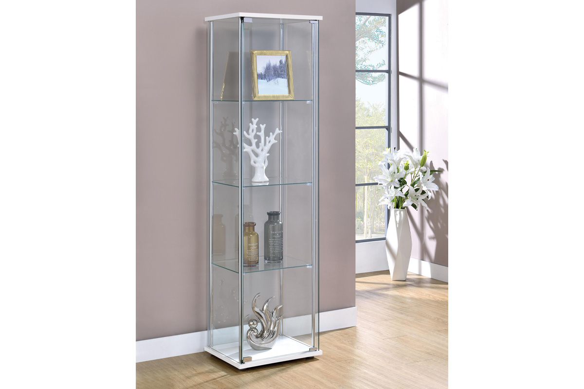 Bellatrix Rectangular 4-Shelf Curio Cabinet White And Clear