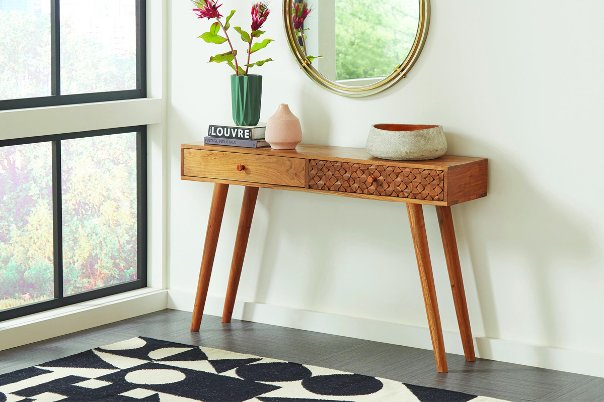 Lotus 2-Drawer Console Table Natural Brown